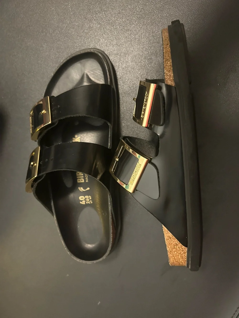 Arizona Droplet Buckle Patent Leather Sandals - Picture 6 of 12